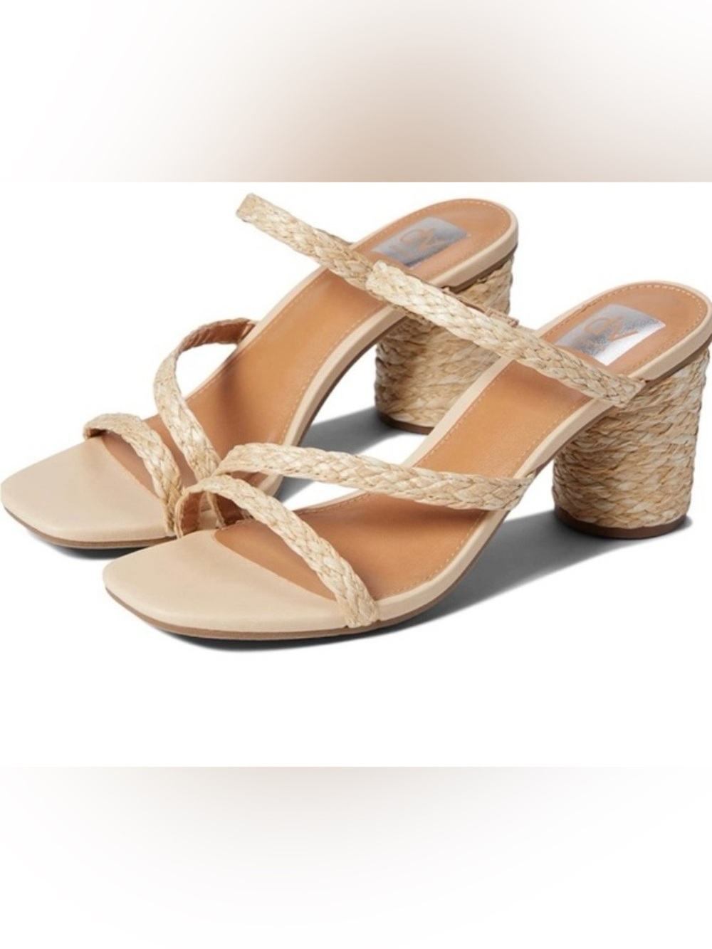 Dolce Vita Women's myla Block Heel Sandals in a natural woven size 8.5